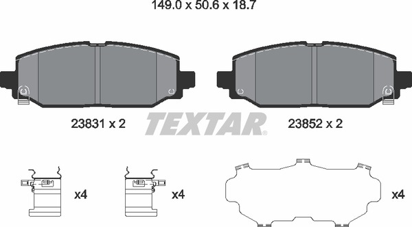 Колодки тормозные дисковые | зад | - Textar 2383101