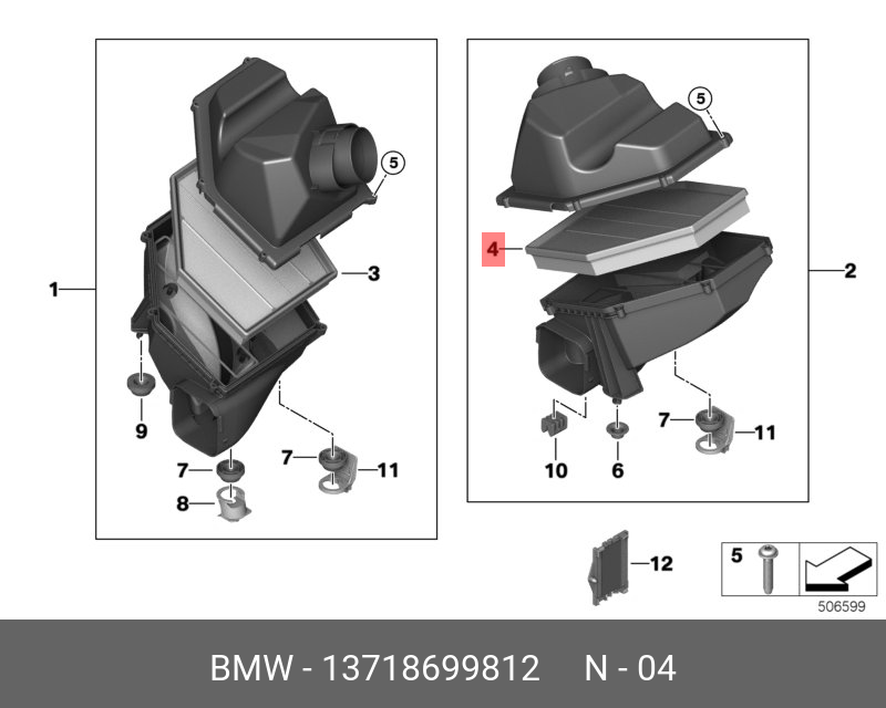Фильтр воздушный - BMW 13718699812