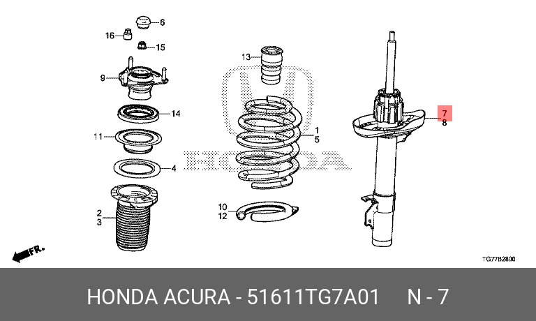 Амортизатор - Honda 51611-TG7-A01