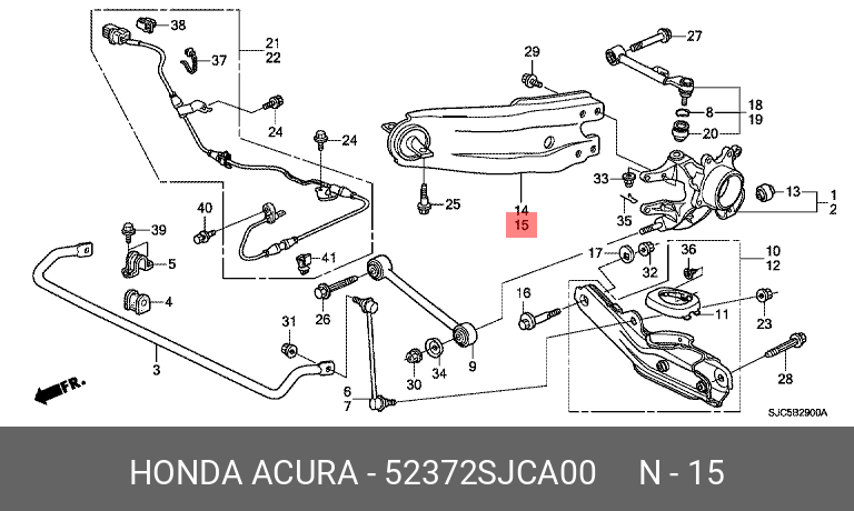 Рычаг поперечный задний - Honda 52372-SJC-A00