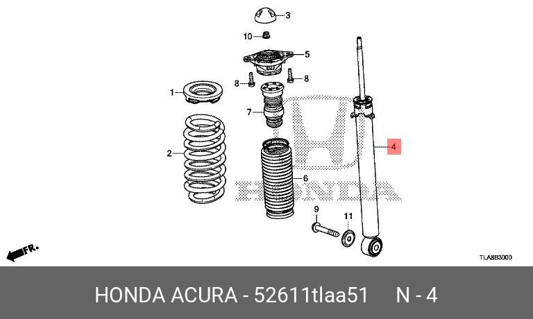 Амортизатор задний (правый=левый) - Honda 52611-TLA-A51