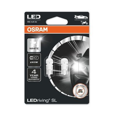 LEDriving SL (3поколение) 0,8w/12v W5W w2.1x9.5d bli2 белый 6000k 2шт - Osram 2825DWP-02B