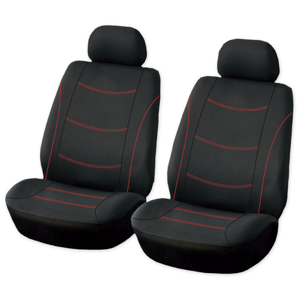 Чехол-рубашка на переднее сиденье с подголовником черный с красной строчкой 4пр - ARNEZI A0508005