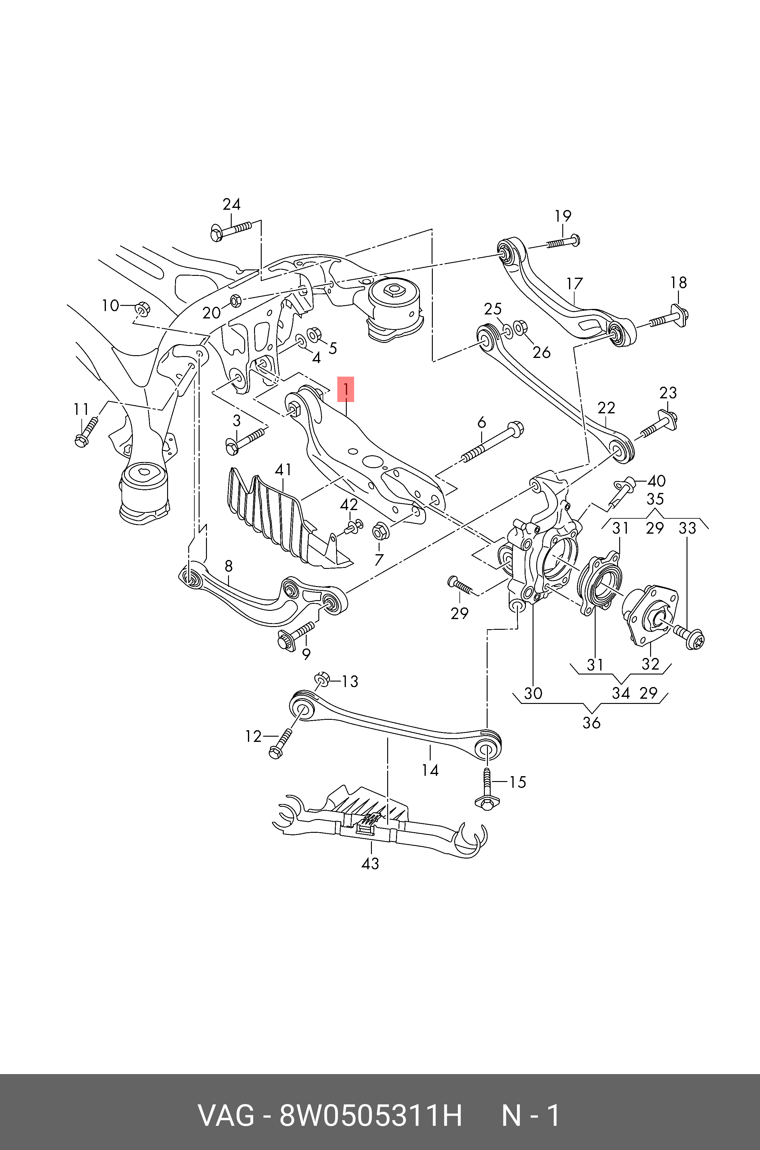 Рычаг подвески, поперечный - VAG 8W0505311H