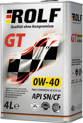 Масло GT SAE 0w40 API sn/cf 4л 4 - ROLF 322307