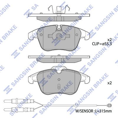 Колодки тормозные передние - Sangsin SP2207A