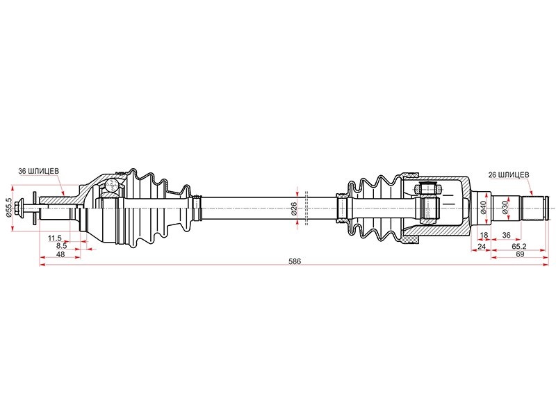 Вал приводной левый ford c-max/focus II 05-11 - SAT FD5151