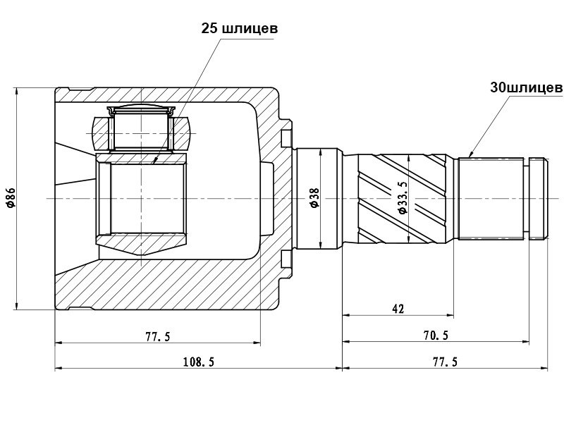 Шрус внутренний RH KIA bongo III 4WD - SAT MI672