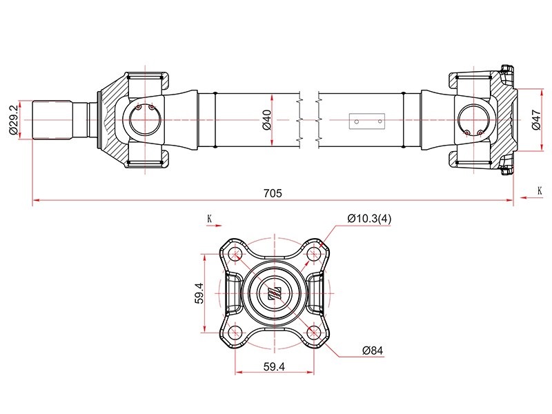 Вал карданный FR BMW x5/6 e70/71/72 4,8/5,0 - SAT ST26207556020