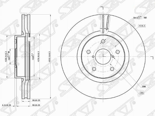 Диск тормозной перед subaru tribeca 05- - SAT ST26300XA00A