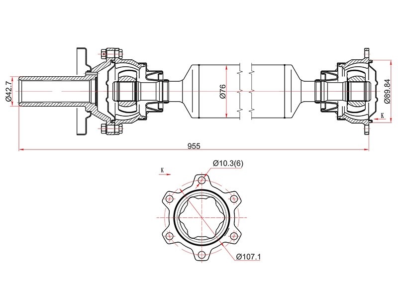 Вал карданный mitsubishi pajero V73 акпп 00-13 - SAT ST3401A019