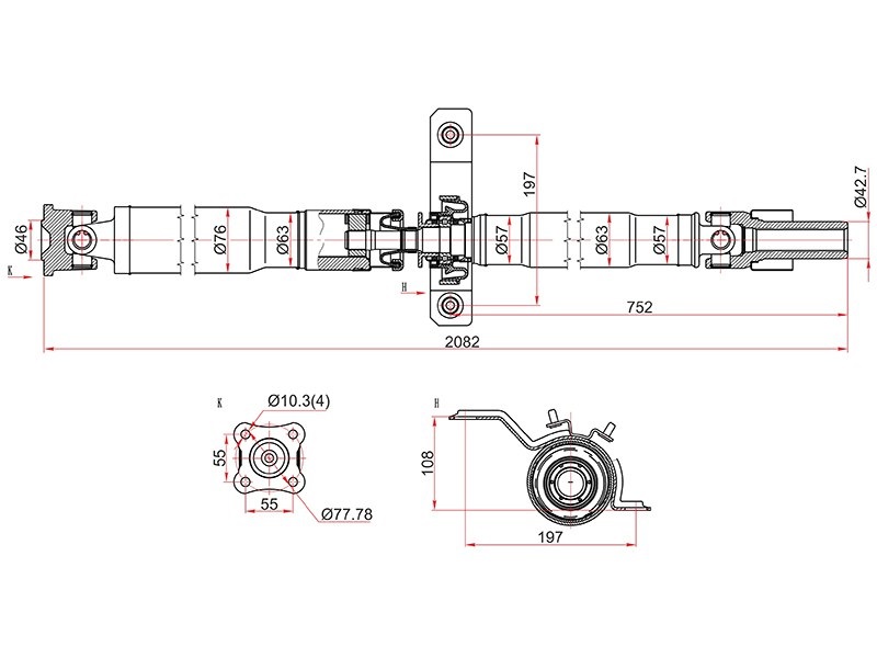 Вал карданный mitsubishi ASX ga2w 10-outlander cw4w 05- - SAT ST3401A022K