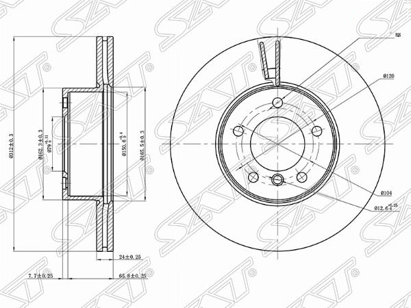 Диск тормозной перед BMW 1 f21/3 e90/e91/e92/e93 X1 E84 - SAT ST34116855006