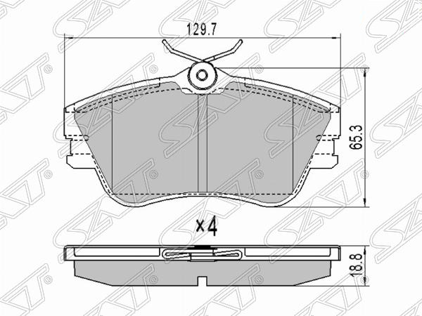 Колодки тормозные перед WV transporter t4/multivan 90-03 (r15) - SAT ST701698151J