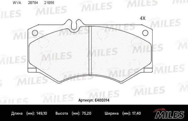 Колодки тормозные передние mercedes w460-w463/iveco daily ( Смесь Low-Metallic, ISO 9001 ). - Miles E400314