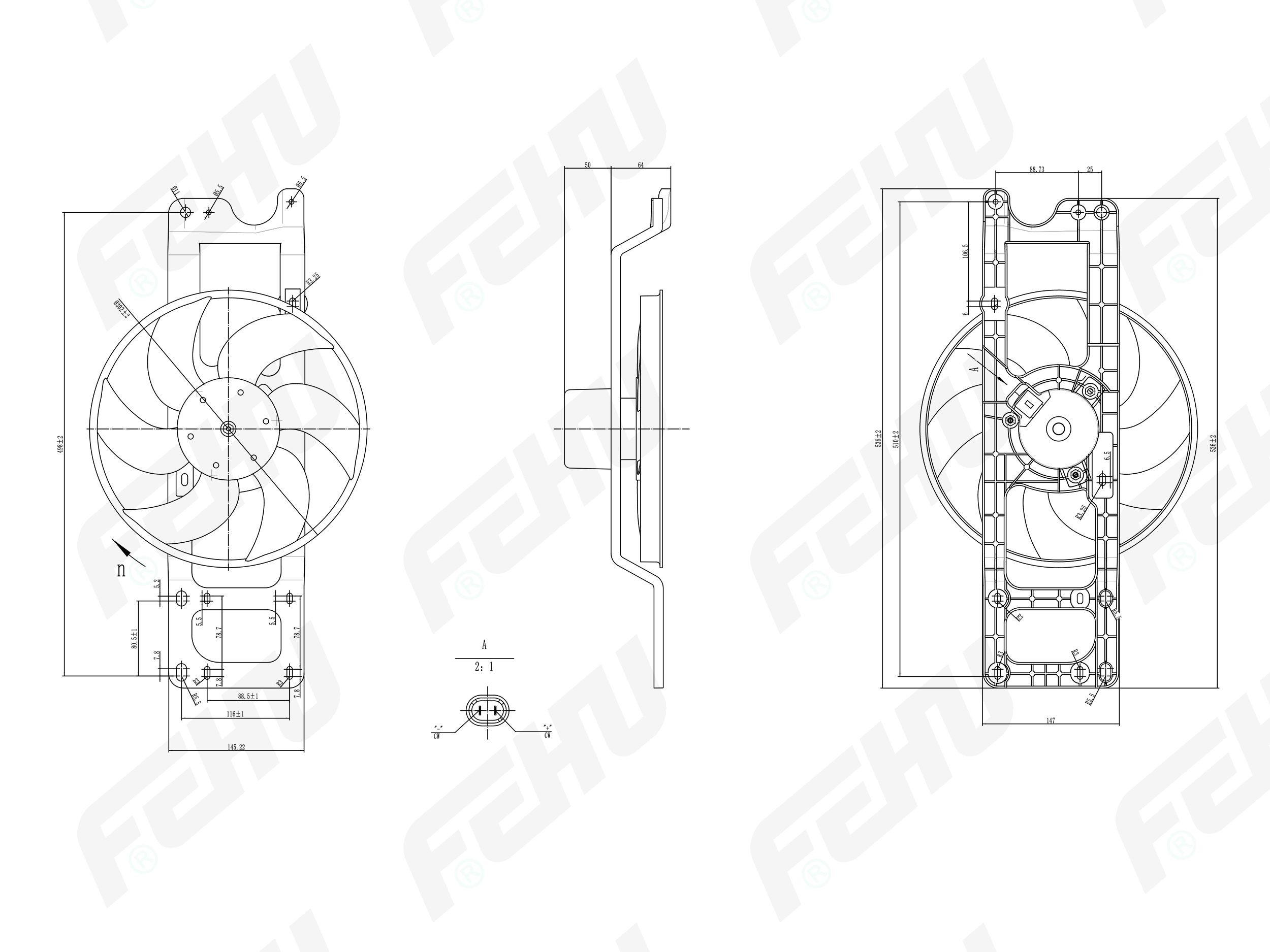 Электровентилятор охлаждения с Кожухом для Renault Logan (04-) - FEHU FFC1068h
