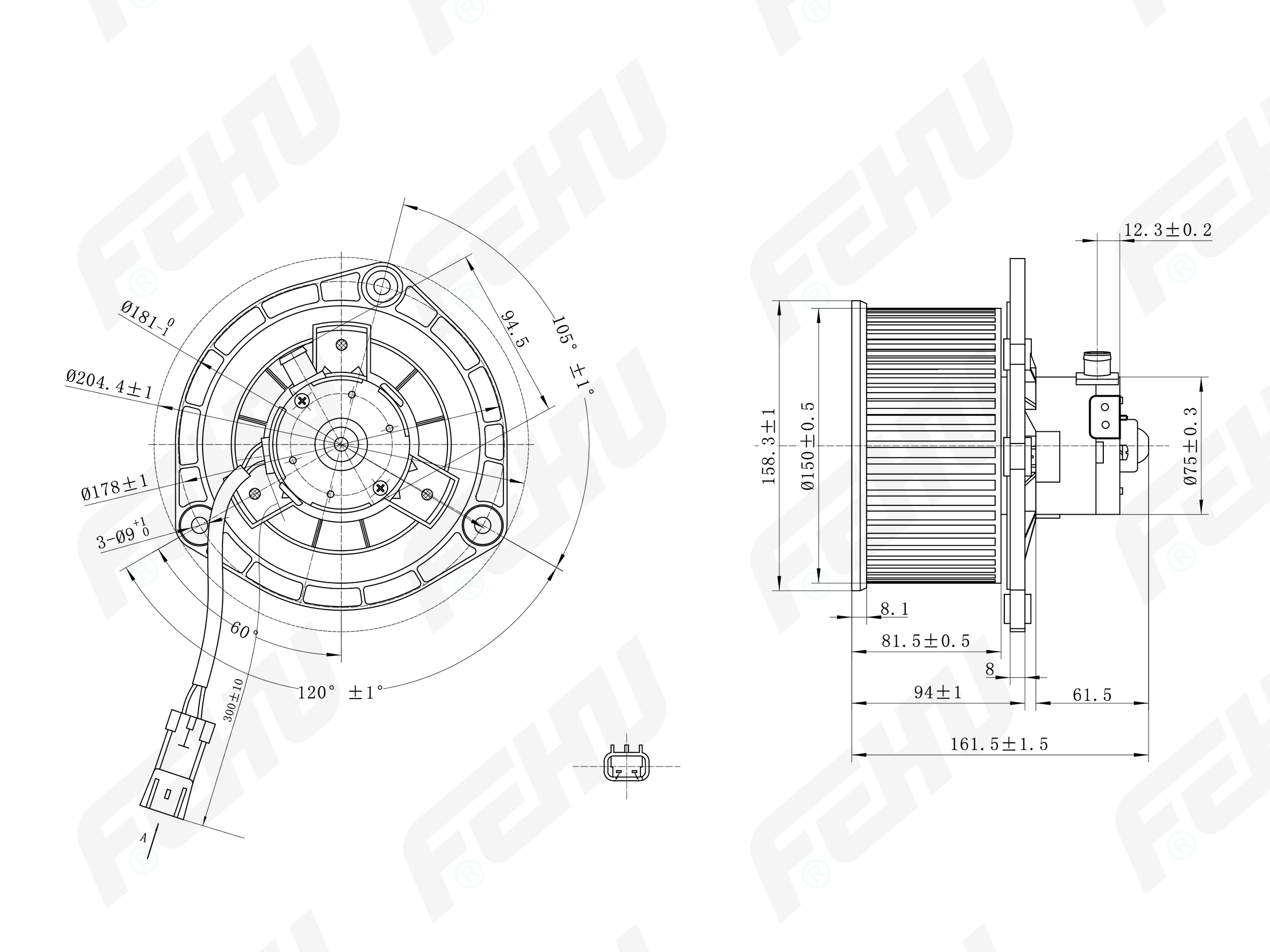 Электровентилятор отопителя для VAZ 2110, 2170, 1117 - FEHU FFH1146