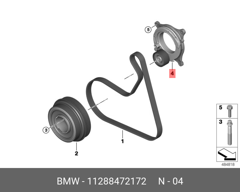 Натяжной ролик привода вспомогательных агрегатов - BMW 11 28 8 472 172