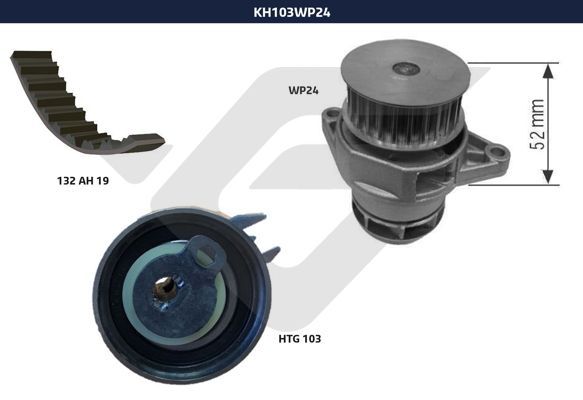 Ремкомплект привода ГРМ с водяным насосом - Hutchinson KH 103WP24