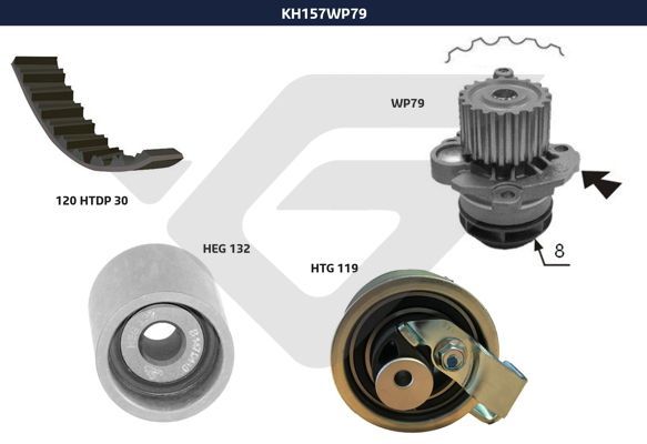 Ремкомплект привода ГРМ с водяным насосом  - Hutchinson KH 157WP79