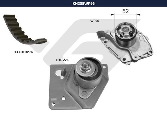 Ремкомплект привода ГРМ с водяным насосом - Hutchinson KH 235WP96