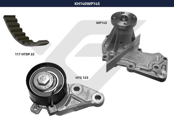 Ремкомплект привода ГРМ с водяным насосом - Hutchinson KH 140WP145