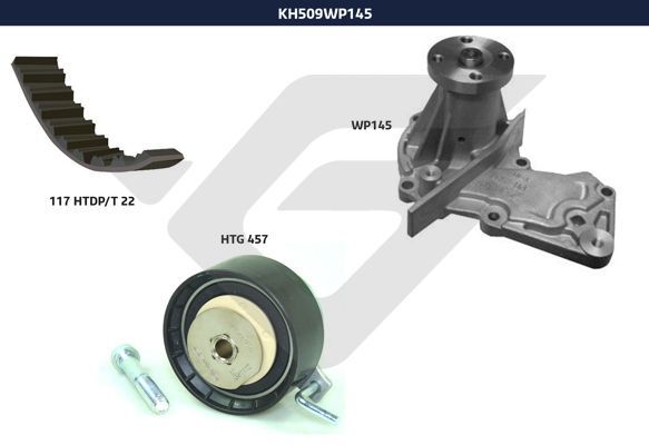 Ремкомплект привода ГРМ с водяным насосом - Hutchinson KH 509WP145