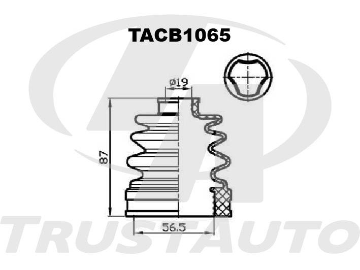 Пыльник привода наружный (56,5x87x19) - TRUSTAUTO TACB1065