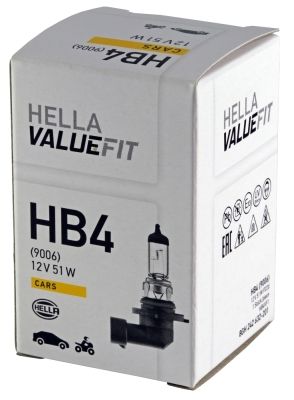 Лампа накаливания valuefit, HB4 12V 51 (55w) p 22d - Hella 8GH242632201