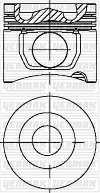 101,00 mm. Поршень с пальцем, с кольцами - YENMAK 3104046000