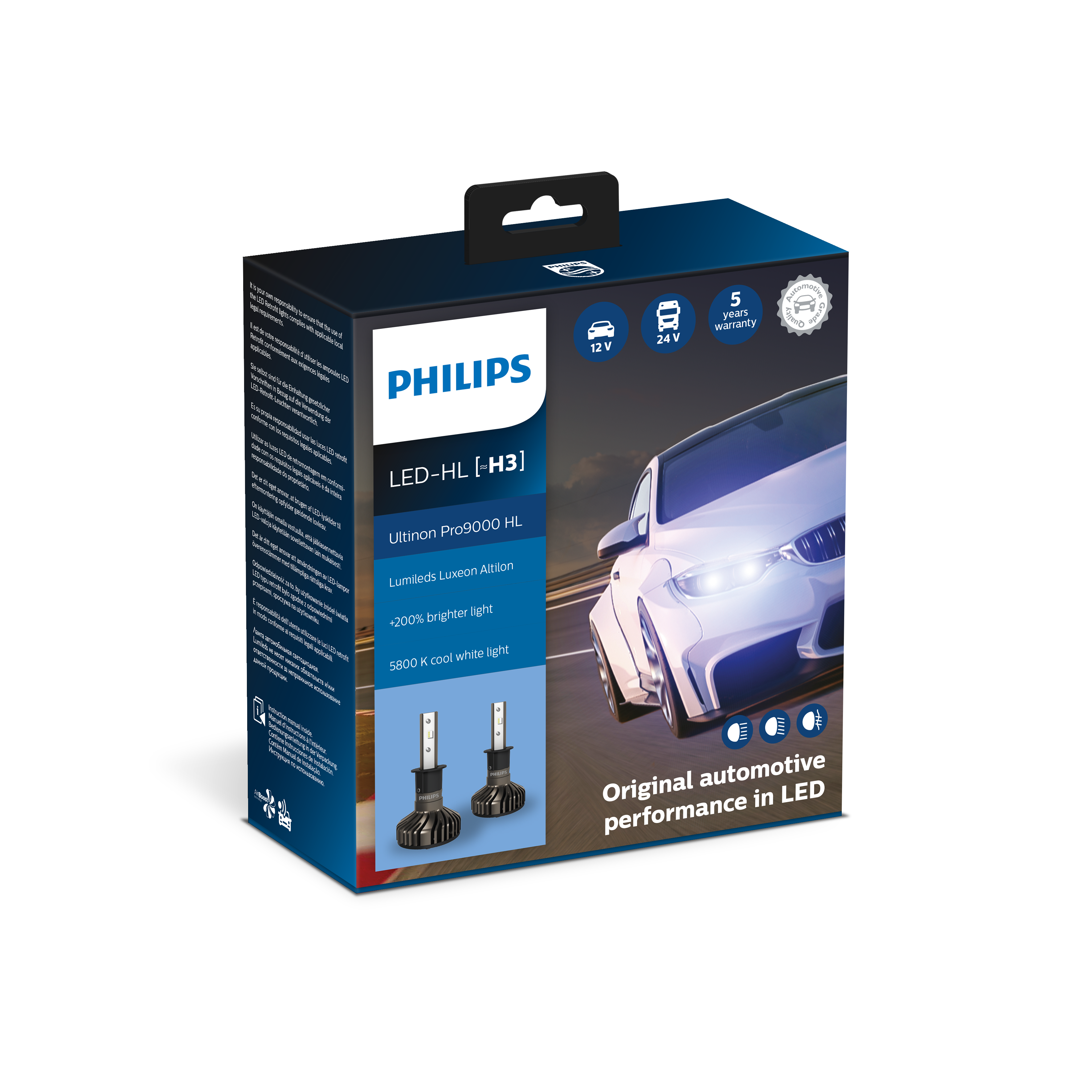 Комплект светодиодных ламп LED H3 PK22s 12/24V 18W 5800К X2 (2шт) - Philips 11336U90CWX2
