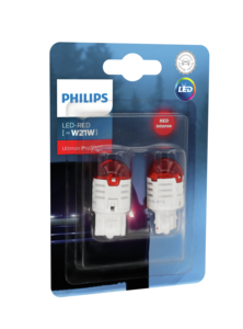 Комплект светодиодных ламп LED red w21w W3x16d 12В/1,75Вт B2 (2шт) - Philips 11065U30RB2