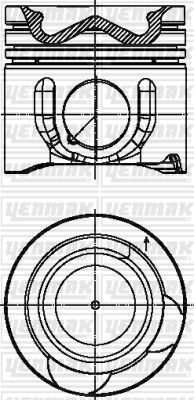 91,00 mm. Поршень с пальцем,с кольцами - YENMAK 3904668000