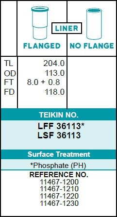 Гильза блока цилиндров (6шт/упак) хонингованная - Teikin LFF36113
