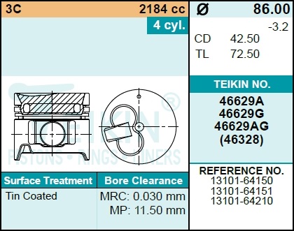 Поршень двигателя  46629g STD (4шт/упак) - Teikin 46629GSTD