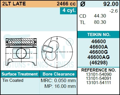 Поршень двигателя  46600a 0.50 (4шт/упак) - Teikin 46600A050