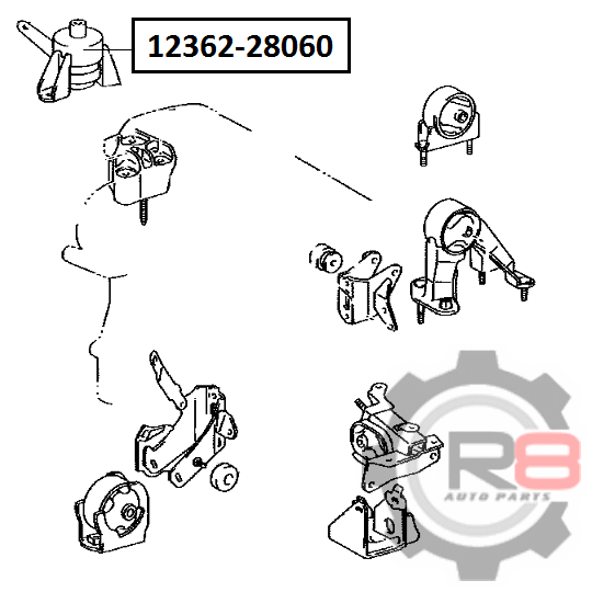 подушка двс прав [2wd] - 1azfe (-12362-28060) - R8 R81236228060