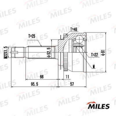 Шрус hyundai getz 1.1-1.6 02-11 нар. +abs - Miles GA20705