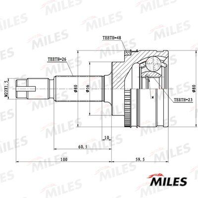Шрус toyota avensis 2.0td 97-03 нар. с ABS - Miles GA20455