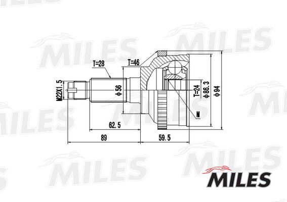 Шрус KIA carens/clarus/magentis 1.6-2.0 96- нар. (abs) - Miles GA20180