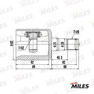 Шрус audi A3 ii/skoda/vw golf v-vi/passat VI 1.6-2.0 03- внутр. - Miles GA10571