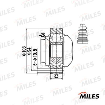 Шрус audi a3/skoda octavia/vw passat B6 03-внутр. - Miles GA10084