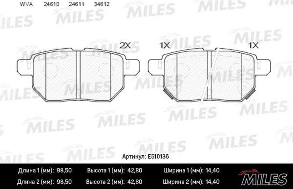 Колодки тормозные дисковые - Miles E510136