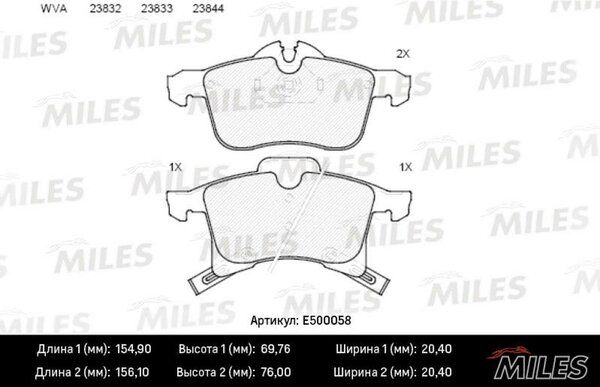 Колодки тормозные opel astra g/h/zafira a передние Ceramic - Miles E500058