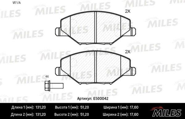 Колодки тормозные VW polo (rus) 11-/skoda fabia 11- передние Ceramic - Miles E500042