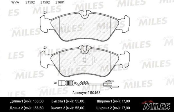Колодки тормозные дисковые - Miles E110463