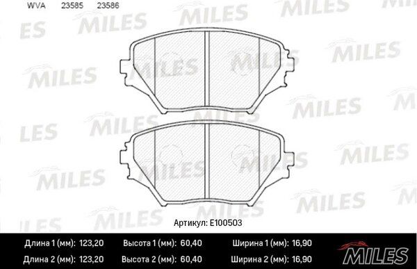Колодки тормозные toyota rav4 II 00-06 передние - Miles E100503