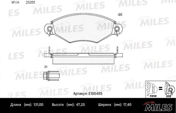 Колодки тормозные передние peugeot 206 98-/306 94-02 ( Смесь Semi-Metallic, ISO 9001 ). - Miles E100485