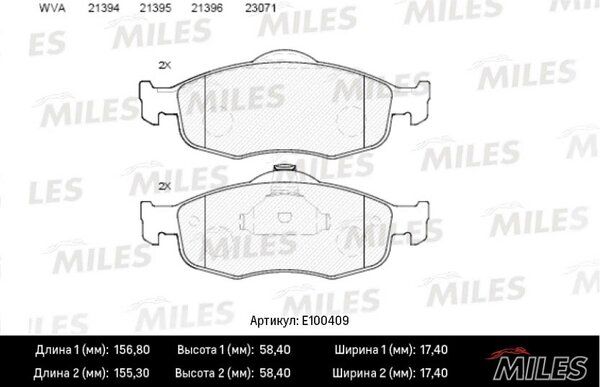 Колодки тормозные ford scorpio 2.5t/2.9 94>98/mondeo 92>/96>00 без датч.передние - Miles E100409