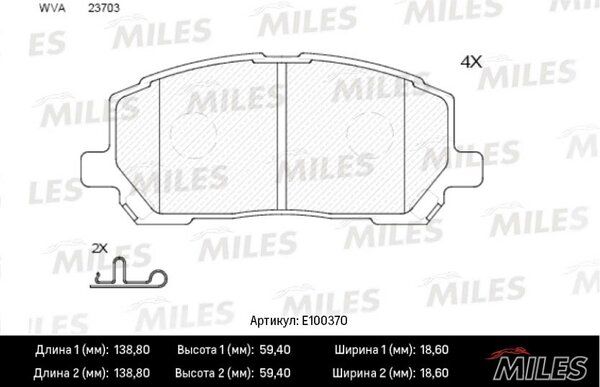 Колодки тормозные lexus rx300 00-01 передние - Miles E100370
